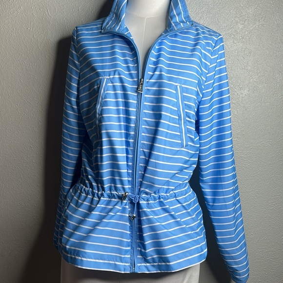 Ralph Lauren Active Sky Blue Striped Lightweight Windbreaker Zip Front Jacket M - Picture 6 of 16